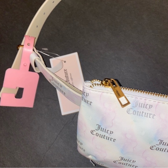Juicy COUTURE LOGO RAINBOW WHITE FANNY PACK BELT TRAVEL BAG - Picture 2 of 5
